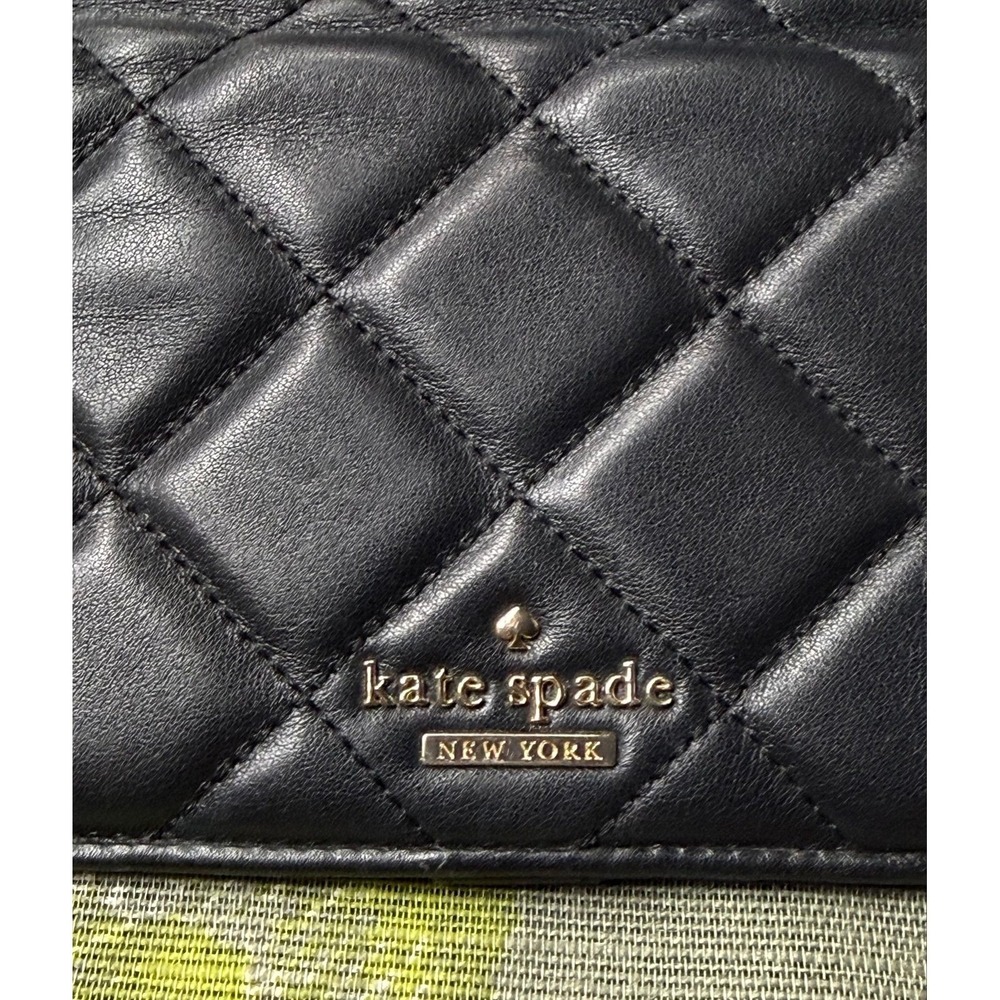 Kate Spade Quilted Leather Wallet Black Puffer Style Elevated Classic - Picture 2 of 4